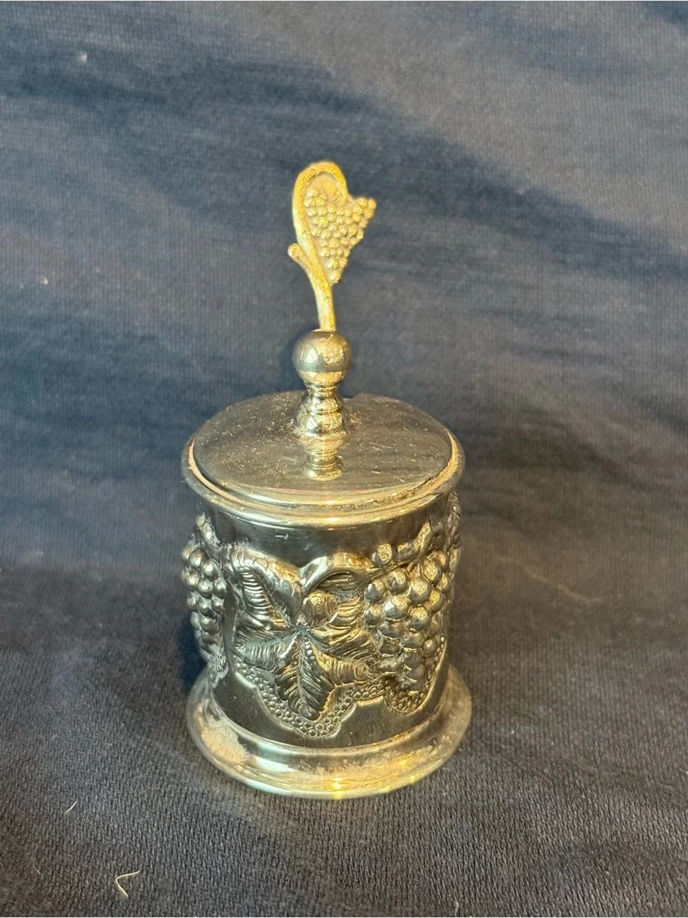 Vintage Portuguese Topazio Cazenovia Silverplate Salt Cellar with Spoon